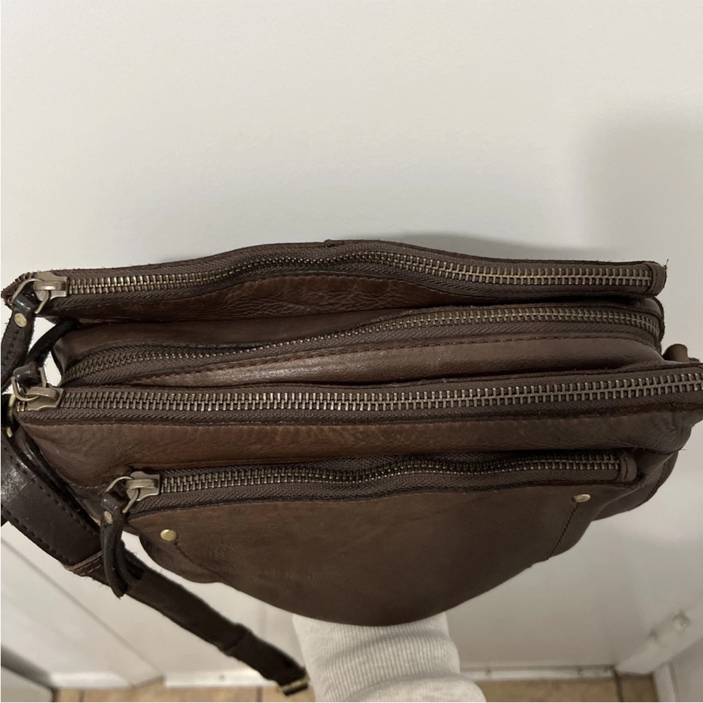 MARTA PONTI Vintage Cognac Brown Genuine Leather Crossbody Bag Purse - Picture 6 of 16